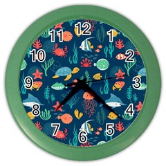 Fish Sea Animals Pattern Color Wall Clock by Ndabl3x