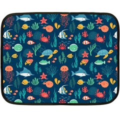 Fish Sea Animals Pattern Two Sides Fleece Blanket (mini) by Ndabl3x