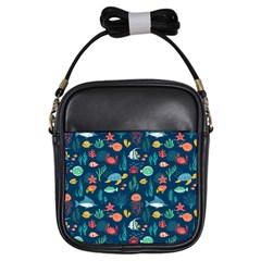 Fish Sea Animals Pattern Girls Sling Bag by Ndabl3x