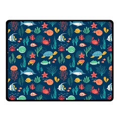 Fish Sea Animals Pattern Two Sides Fleece Blanket (small) by Ndabl3x