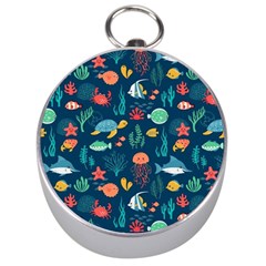 Fish Sea Animals Pattern Silver Compasses by Ndabl3x