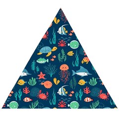 Fish Sea Animals Pattern Wooden Puzzle Triangle by Ndabl3x