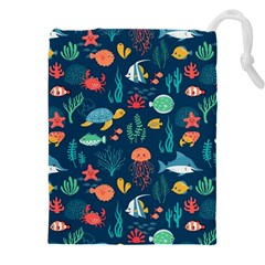 Fish Sea Animals Pattern Drawstring Pouch (4xl) by Ndabl3x