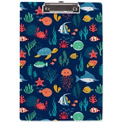 Fish Sea Animals Pattern A4 Acrylic Clipboard by Ndabl3x