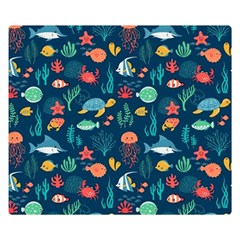 Fish Sea Animals Pattern Premium Plush Fleece Blanket (small) by Ndabl3x