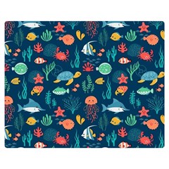 Fish Sea Animals Pattern Premium Plush Fleece Blanket (medium) by Ndabl3x