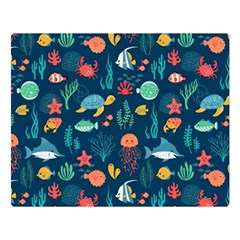 Fish Sea Animals Pattern Premium Plush Fleece Blanket (large) by Ndabl3x