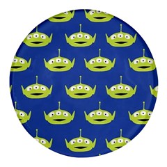 Alien Pattern Round Glass Fridge Magnet (4 Pack)