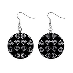 Black Diamond Pattern Mini Button Earrings by Ndabl3x