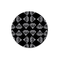 Black Diamond Pattern Rubber Coaster (round) by Ndabl3x