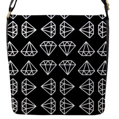 Black Diamond Pattern Flap Closure Messenger Bag (s)