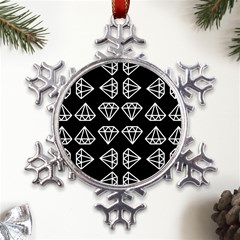 Black Diamond Pattern Metal Large Snowflake Ornament by Ndabl3x