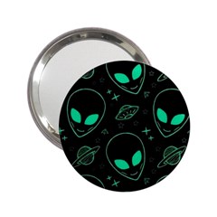 Alien Green Black Pattern 2 25  Handbag Mirrors by Ndabl3x