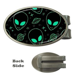 Alien Green Black Pattern Money Clips (oval)  by Ndabl3x