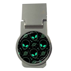 Alien Green Black Pattern Money Clips (round)  by Ndabl3x