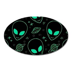 Alien Green Black Pattern Oval Magnet by Ndabl3x