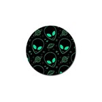 Alien Green Black Pattern Golf Ball Marker Front