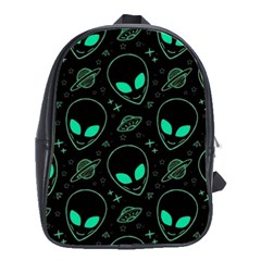 Alien Green Black Pattern School Bag (large) by Ndabl3x