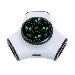 Alien Green Black Pattern 3-port Usb Hub