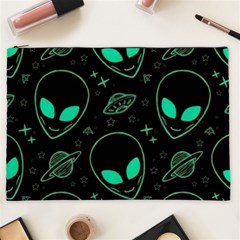 Alien Green Black Pattern Cosmetic Bag (xxl) by Ndabl3x