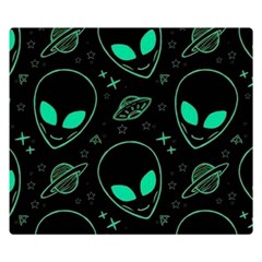 Alien Green Black Pattern Two Sides Premium Plush Fleece Blanket (small) by Ndabl3x