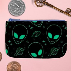 Alien Green Black Pattern Large Coin Purse by Ndabl3x