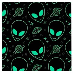 Alien Green Black Pattern Wooden Puzzle Square by Ndabl3x