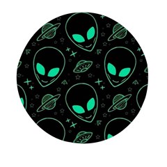 Alien Green Black Pattern Mini Round Pill Box (pack Of 5) by Ndabl3x