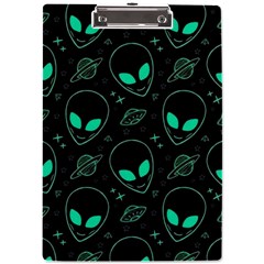 Alien Green Black Pattern A4 Acrylic Clipboard by Ndabl3x