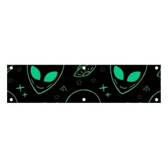 Alien Green Black Pattern Banner And Sign 4  X 1  by Ndabl3x