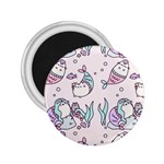 Cartoon Cat Cute Animal Kawaii Pastel Pattern 2.25  Magnets Front