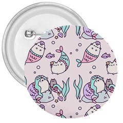 Cartoon Cat Cute Animal Kawaii Pastel Pattern 3  Buttons by Ndabl3x