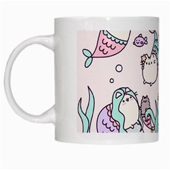 Cartoon Cat Cute Animal Kawaii Pastel Pattern White Mug by Ndabl3x