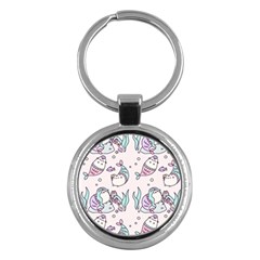 Cartoon Cat Cute Animal Kawaii Pastel Pattern Key Chain (round) by Ndabl3x