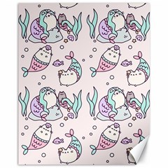 Cartoon Cat Cute Animal Kawaii Pastel Pattern Canvas 11  X 14  by Ndabl3x