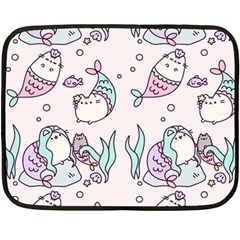 Cartoon Cat Cute Animal Kawaii Pastel Pattern Two Sides Fleece Blanket (mini) by Ndabl3x