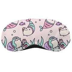 Cartoon Cat Cute Animal Kawaii Pastel Pattern Sleep Mask by Ndabl3x