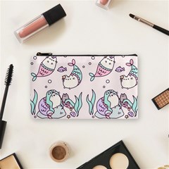 Cartoon Cat Cute Animal Kawaii Pastel Pattern Cosmetic Bag (small) by Ndabl3x