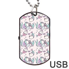 Cartoon Cat Cute Animal Kawaii Pastel Pattern Dog Tag Usb Flash (one Side)