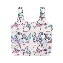 Cartoon Cat Cute Animal Kawaii Pastel Pattern Full Print Recycle Bag (m) by Ndabl3x