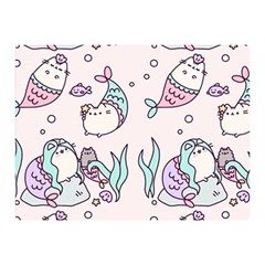 Cartoon Cat Cute Animal Kawaii Pastel Pattern Two Sides Premium Plush Fleece Blanket (mini) by Ndabl3x