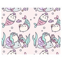 Cartoon Cat Cute Animal Kawaii Pastel Pattern Two Sides Premium Plush Fleece Blanket (medium) by Ndabl3x