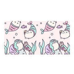 Cartoon Cat Cute Animal Kawaii Pastel Pattern Satin Wrap 35  X 70  by Ndabl3x