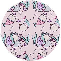 Cartoon Cat Cute Animal Kawaii Pastel Pattern Uv Print Round Tile Coaster by Ndabl3x