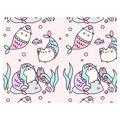 Cartoon Cat Cute Animal Kawaii Pastel Pattern Two Sides Premium Plush Fleece Blanket (extra Small) by Ndabl3x