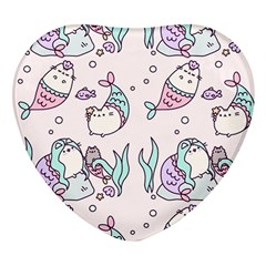 Cartoon Cat Cute Animal Kawaii Pastel Pattern Heart Glass Fridge Magnet (4 Pack) by Ndabl3x