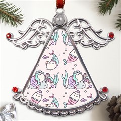 Cartoon Cat Cute Animal Kawaii Pastel Pattern Metal Angel With Crystal Ornament by Ndabl3x