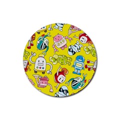 Robot Pattern Rubber Coaster (round) by Ndabl3x