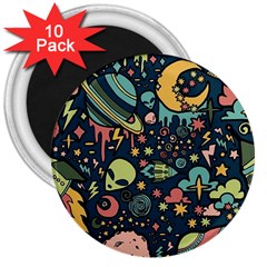 Alien Rocket Space Aesthetic 3  Magnets (10 Pack)  by Ndabl3x