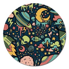 Alien Rocket Space Aesthetic Magnet 5  (round) by Ndabl3x